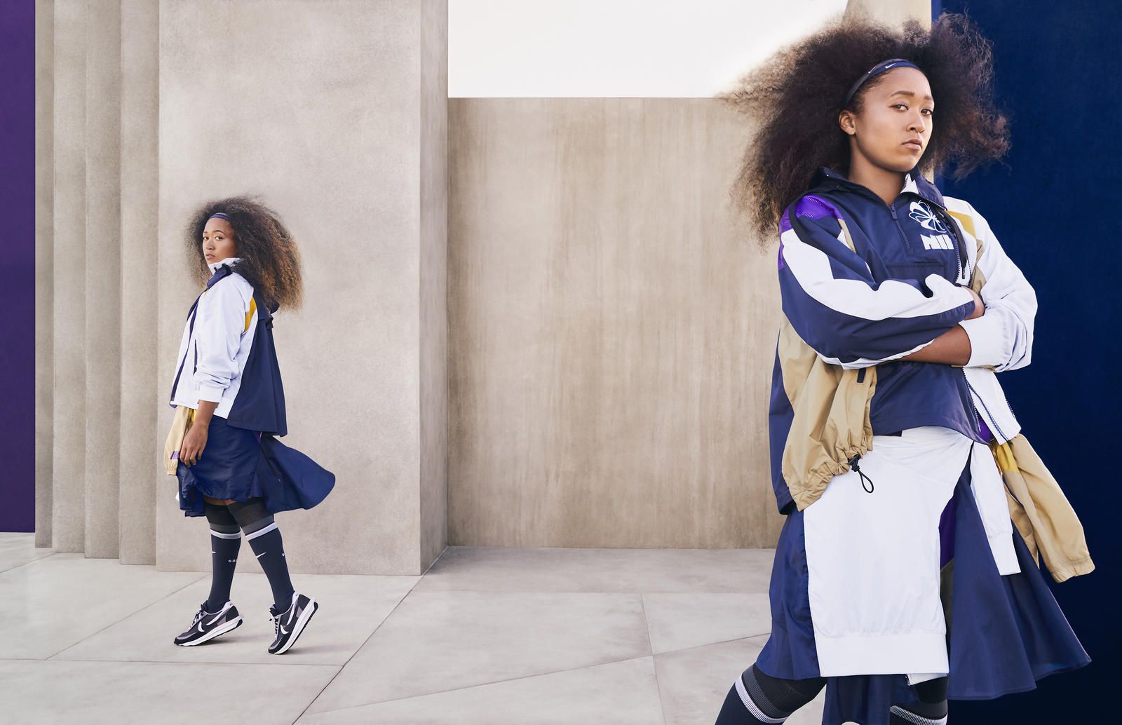 Naomi Osaka and the NikeCourt x sacai outfit at the US Open