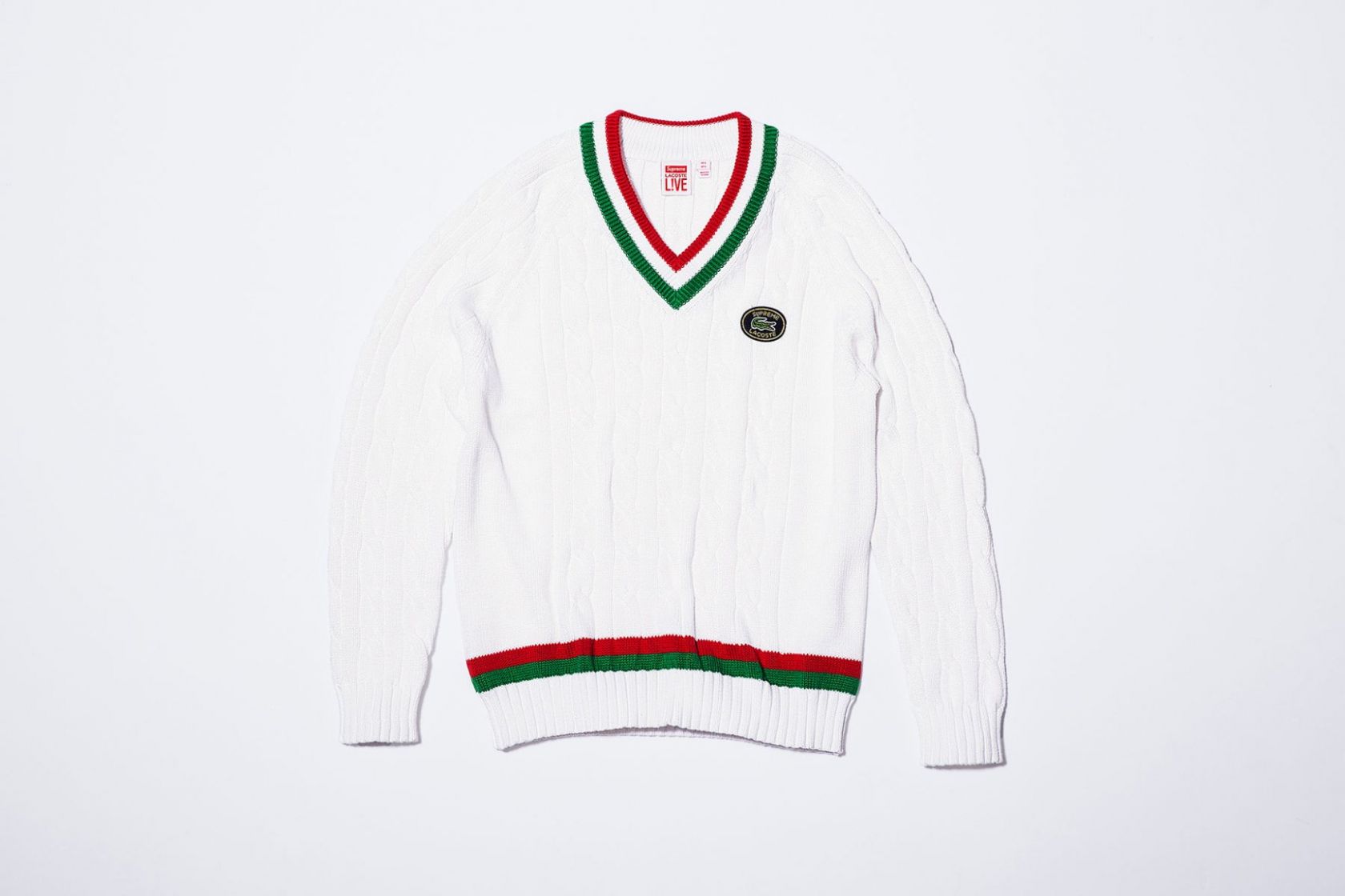 トップス SUPREME 17SS LACOSTE Tennis Sweater XL Lacoste x Supreme SS17 - nss magazine
