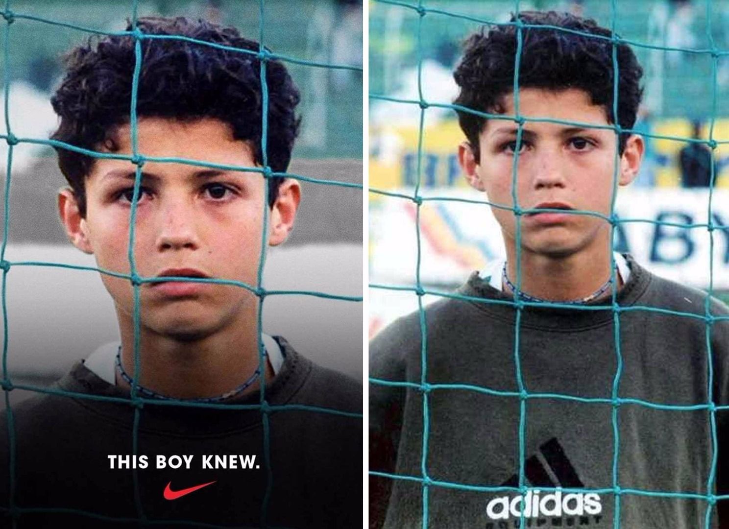 Mm serie Doctor in de filosofie Cristiano Ronaldo was wearing an adidas shirt in the last Nike ad