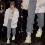 Kim Kardashian has unveiled a couple of unreleased Yeezy Mr and Mrs West photographed with a new cream sneakers