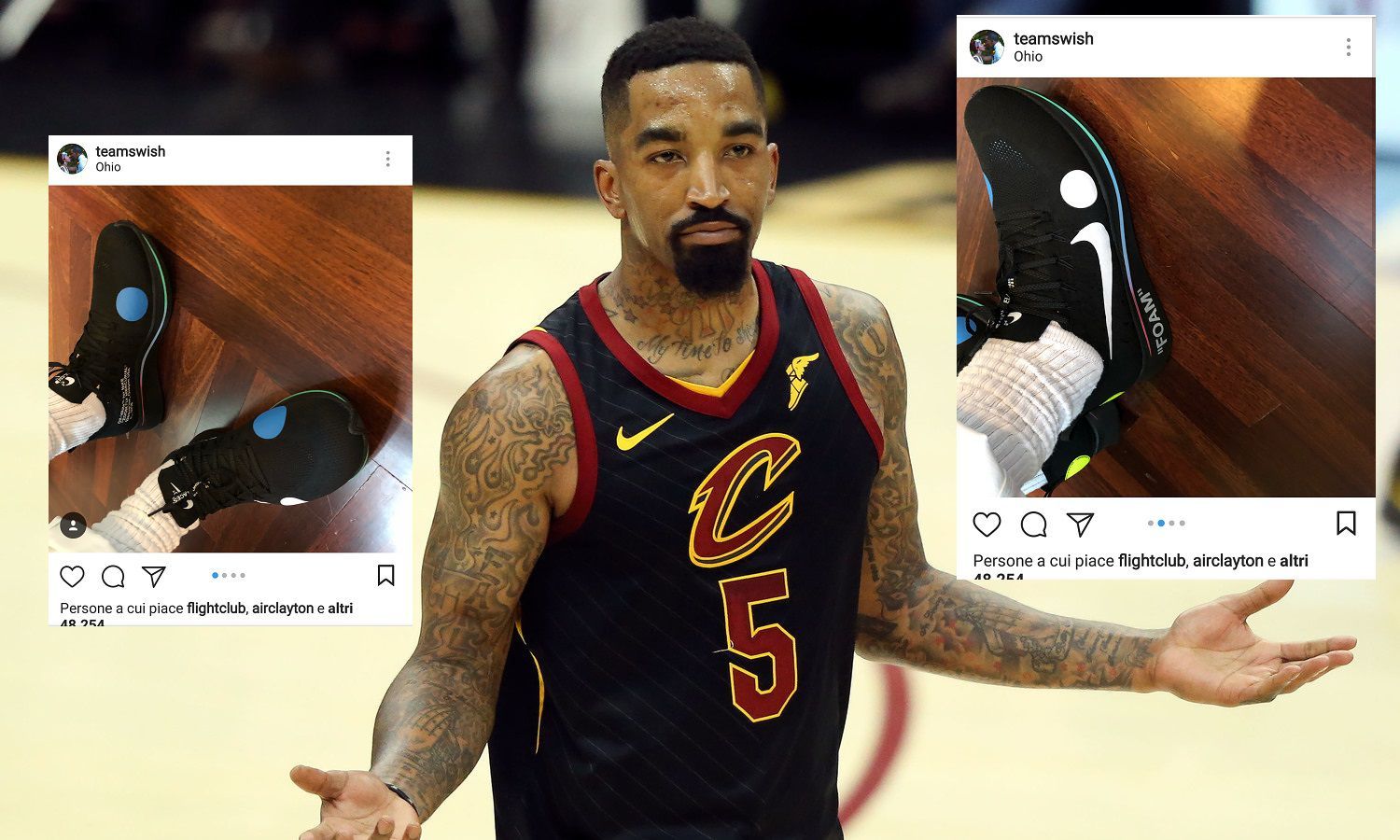 J.R played with the Off-White Nike Zoom Fly Mercurial Flyknit