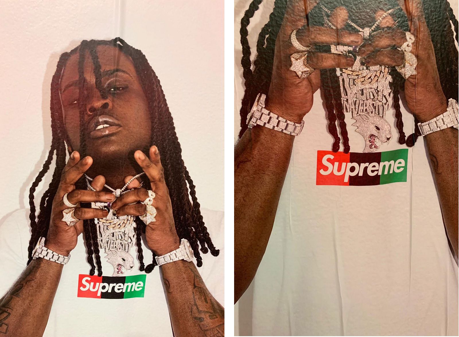 A never-seen-before Supreme Box Logo tee is exhibited at the