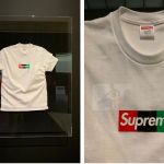 A never seen before Supreme Box Logo tee is exhibited at the Virgil Abloh s retrospective