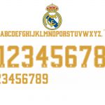Il font 2019/2020 del Real Madrid Dorato come gli inserti presenti sulla maglia delle merengues