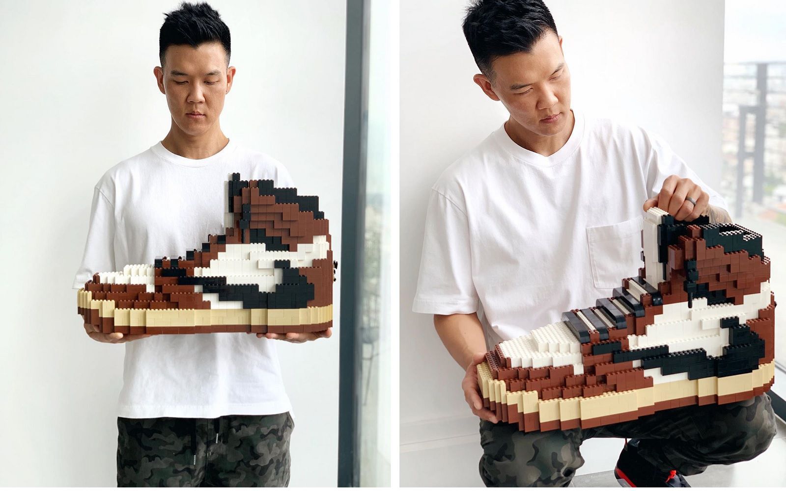 The sneakers made with Lego bricks by Tom Yoo  The artist recreated some of the most popular kicks in colourful brick-forms