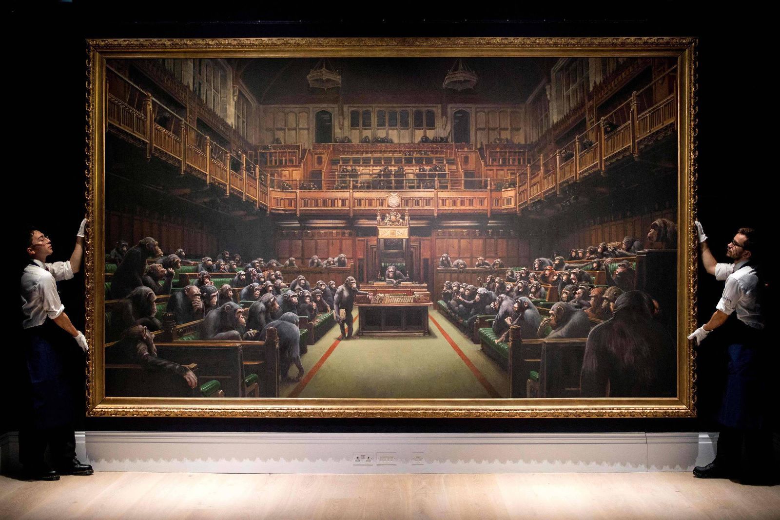 The most expensive Banksy ever sold It' s a 2009 work entitled Devolved Parliament