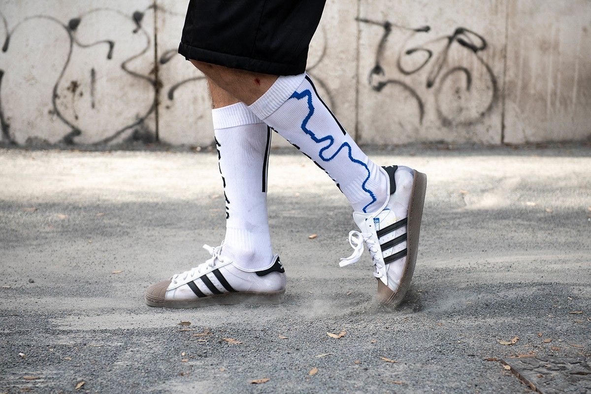 Blondey McCoy's see-through adidas Superstar release