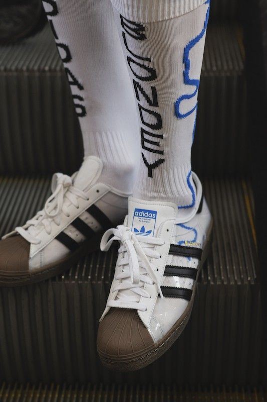 Blondey McCoy's see-through adidas Superstar release