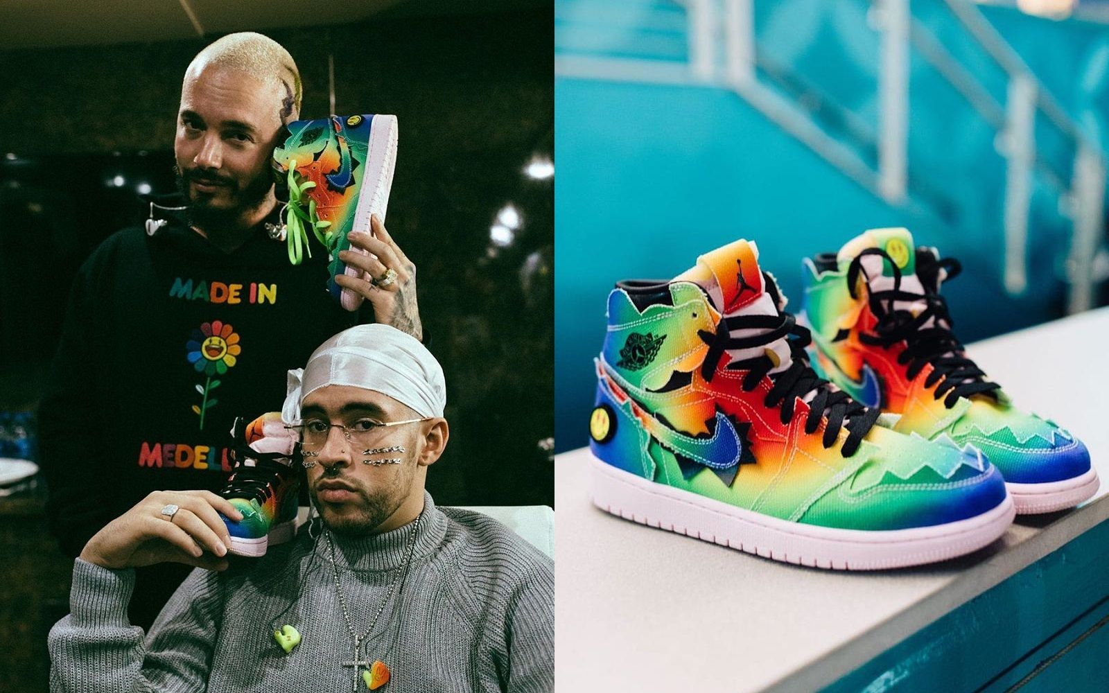 The new J Balvin x Air Jordan 1 seen at Super Bowl