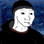 Wojak Doomer Smoking During Night Walk - Wojak Feels Guy