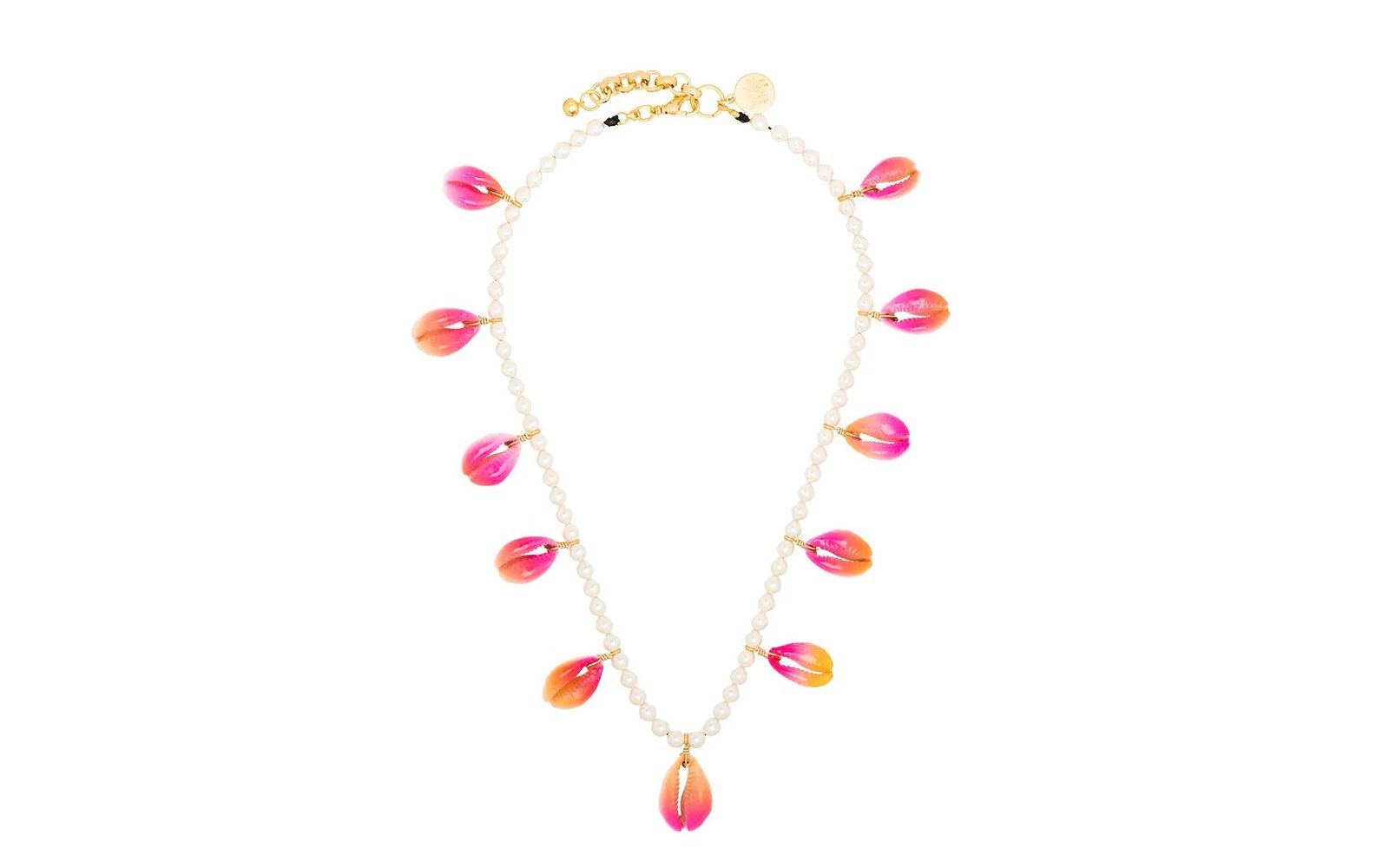Venessa Arizaga Pink Gold-plated Summer Shells Pearl Necklace