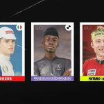 The capsule collection 'Futuro' made by Rapha ainspired by the vintage cycling With a shooting shot in a football cards style
