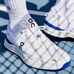 The first On tennis shoes worn by Roger Federer