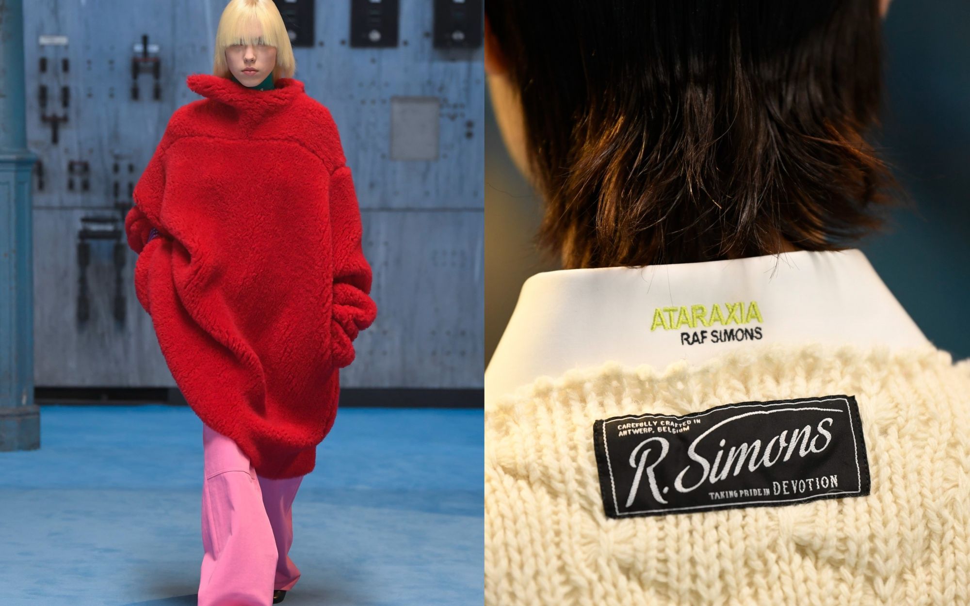 20AW RAF SIMONS(ラフシモンズ) ショルダースカーフ ラフシモンズ RAF SIMONS ニットスカーフ モヘア ブラック | YOKOAUNTY
