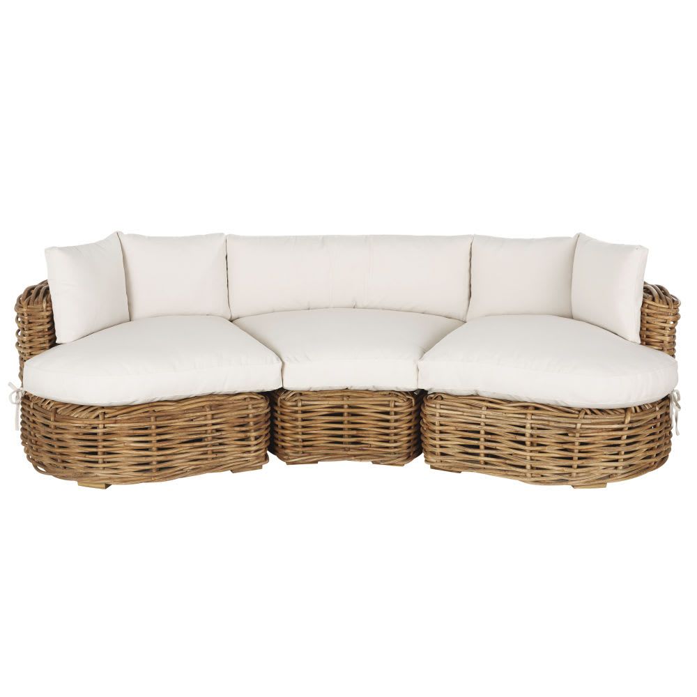 Maisons Du Monde Divano da giardino 3 posti in rattan intrecciato