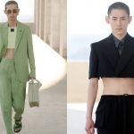 The men's crop top according to Fendi The classic men's suit turned into a fluid and ironic half suit