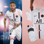 The 2021/2022 PSG away jersey The swoosh returns for the first pink jersey