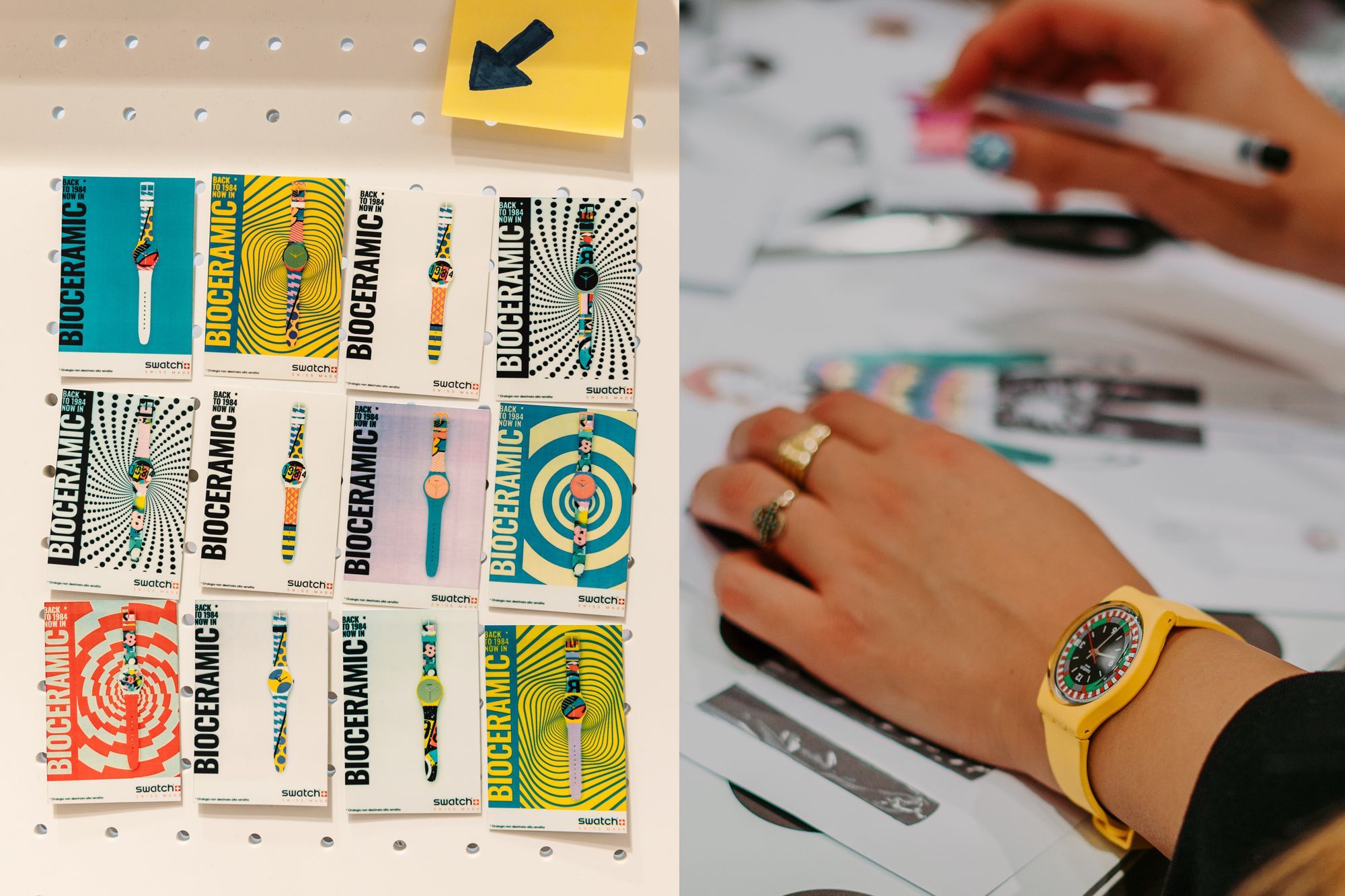 The new Swatch 1984 Reloaded collection in three creative workshops See what happened in the Swatch Stores in Rome, Turin and Milan