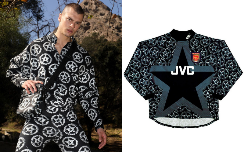 ウェア Arsenal 94 95 96  Genuine Vintage Nike Arsenal M / L 94/95 Blue JVC Away Shirt