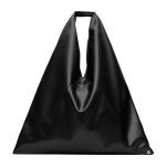 MM6 MAISON MARGIELA Black Faux-Leather Medium Triangle Tote