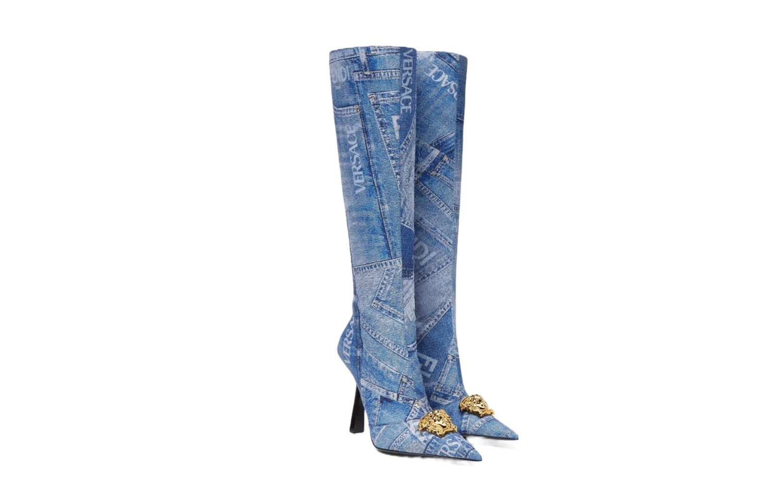 VERSACE Fendace Denim Patchwork Boots