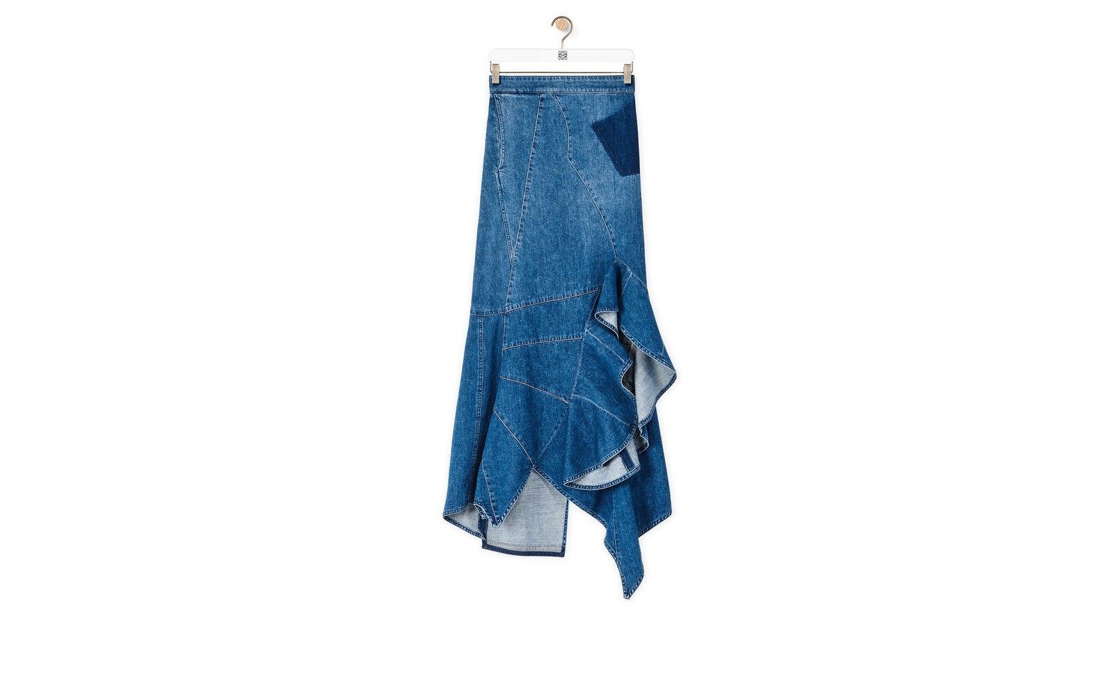 LOEWE Ruffle skirt in denim