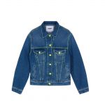 MSGM Denim jacket with neon yellow details
