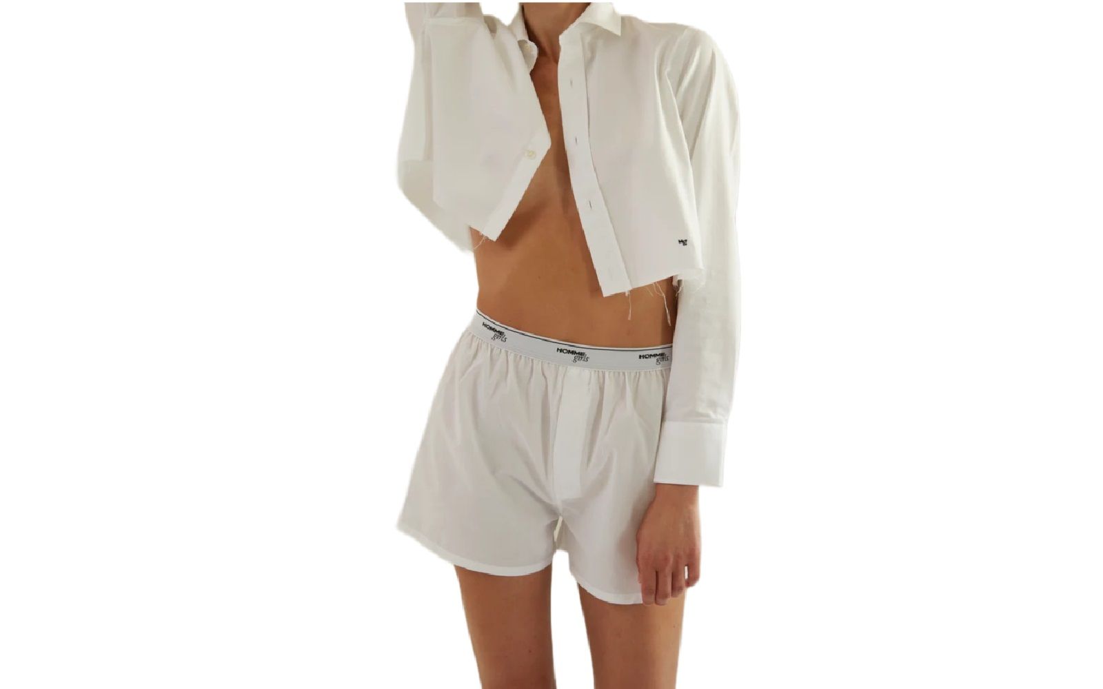 HOMMEGIRLS Cropped Shirt and Boxer Set