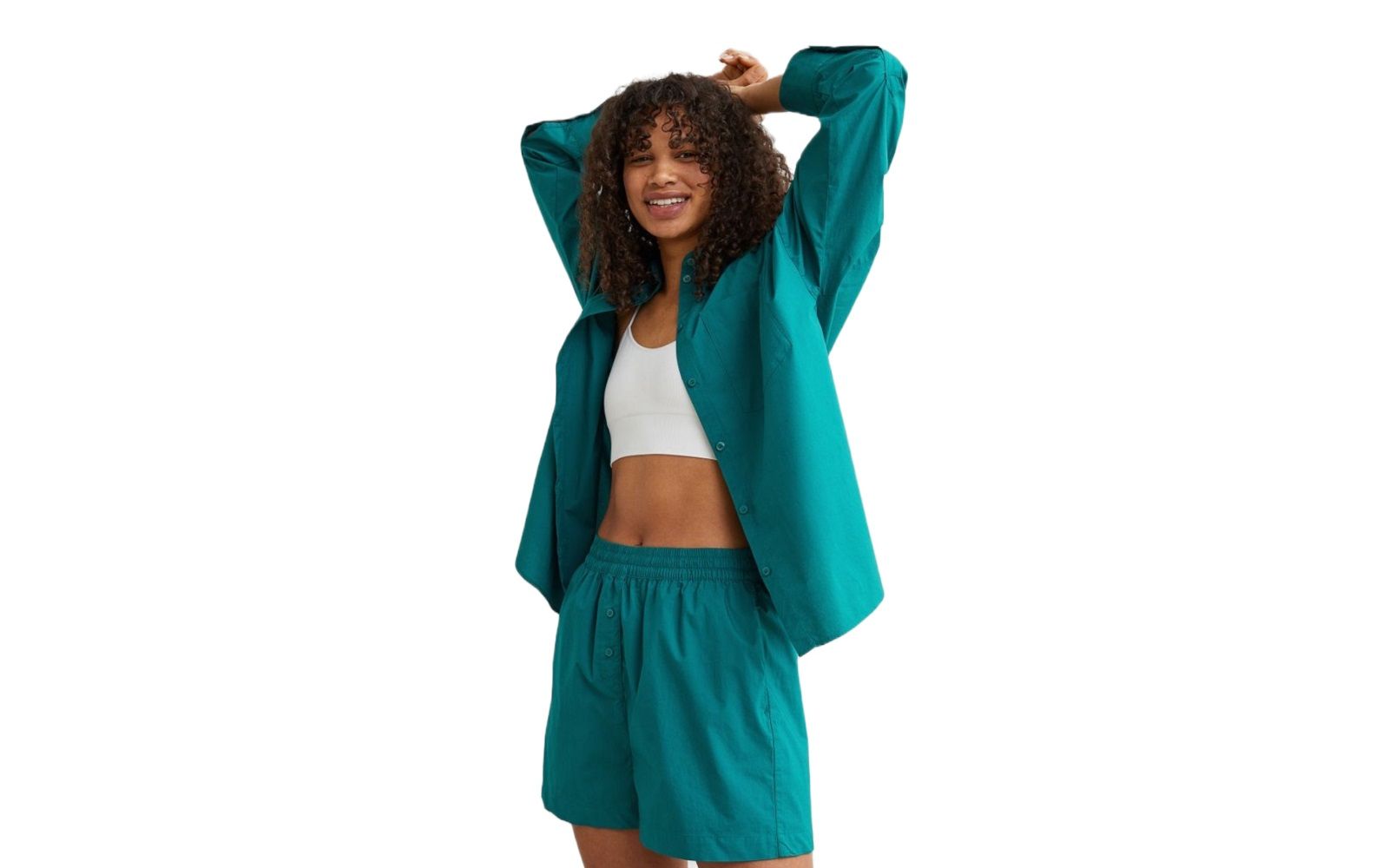 H&M Camicia in cotone & shorts in popeline di cotone