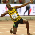 Usain Bolt has turned his victory pose into a trademark