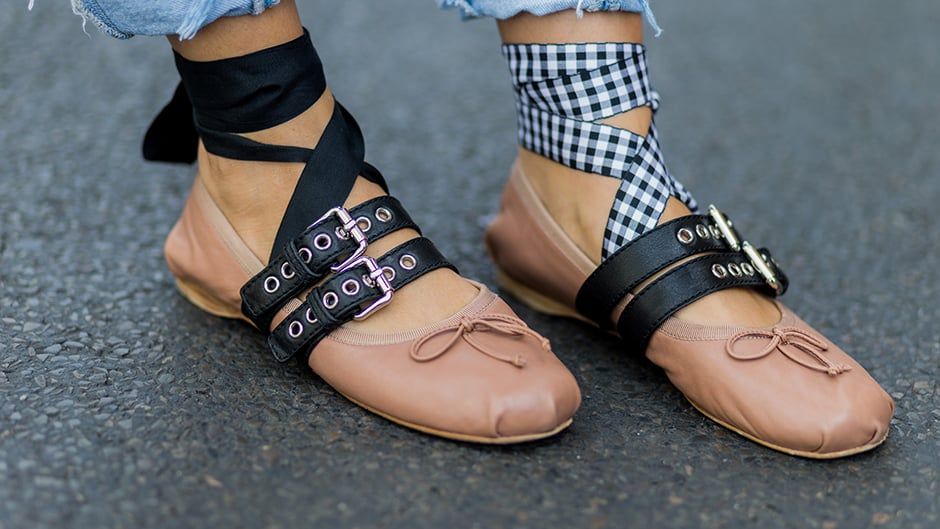 靴 archive miumiu ballet shoes Miu Miu: Women's Ballerina Shoe (Travertine) | DSMNY E-SHOP