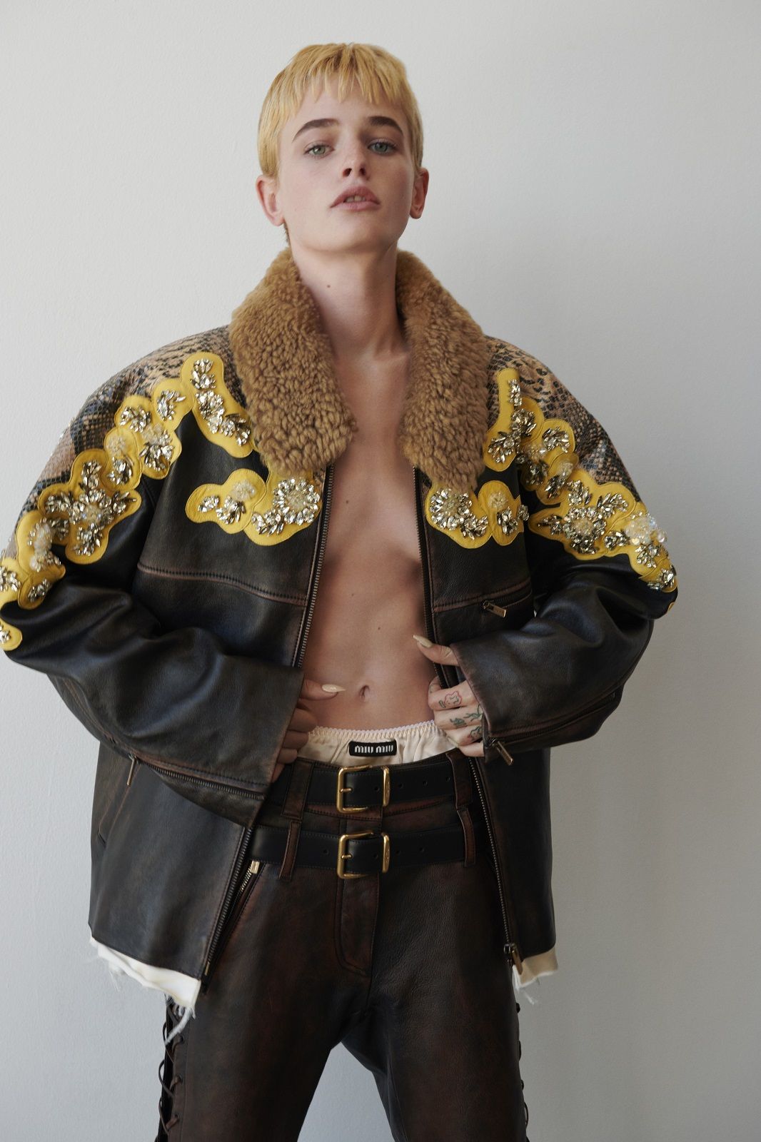 00s Miumiu archive leather ＆denim jacket Miu Miu FW22 Features Upcycling Initiative | Hypebae