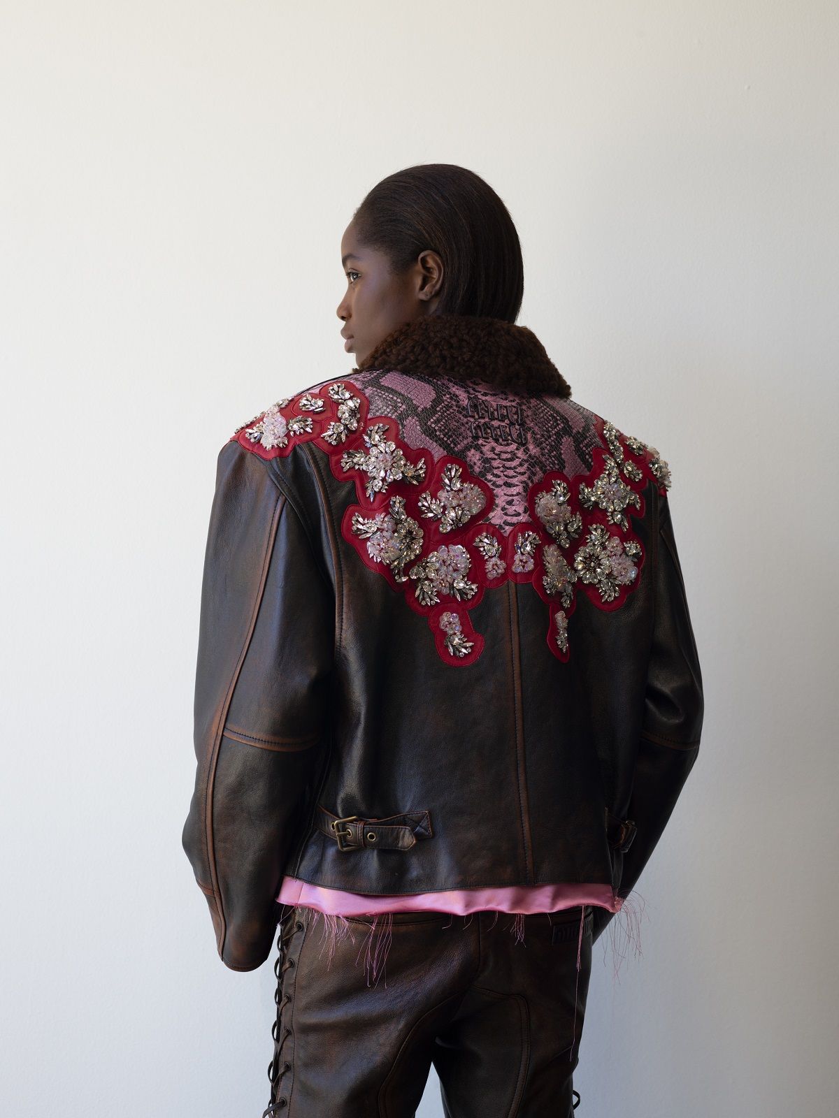 00s Miumiu archive leather ＆denim jacket 00s Miumiu archive leather ＆denim jacket