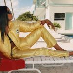 The aesthetics of 90s Miami in the 8 Moncler Palm Angels campaign Naomi Campbell, deck chairs and a palm tree logo
