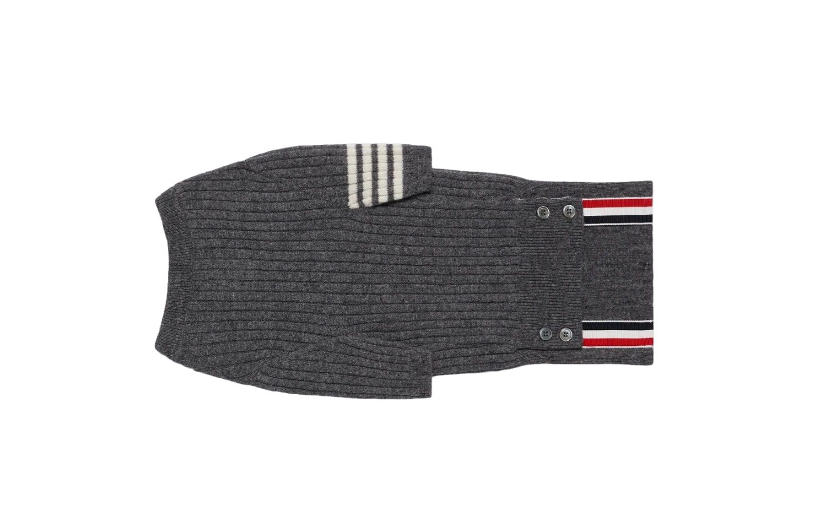 THOM BROWNE Hector Browne Canine Crewneck Pullover With 4-Bar Stripe in Jersey Stitch Cashmere