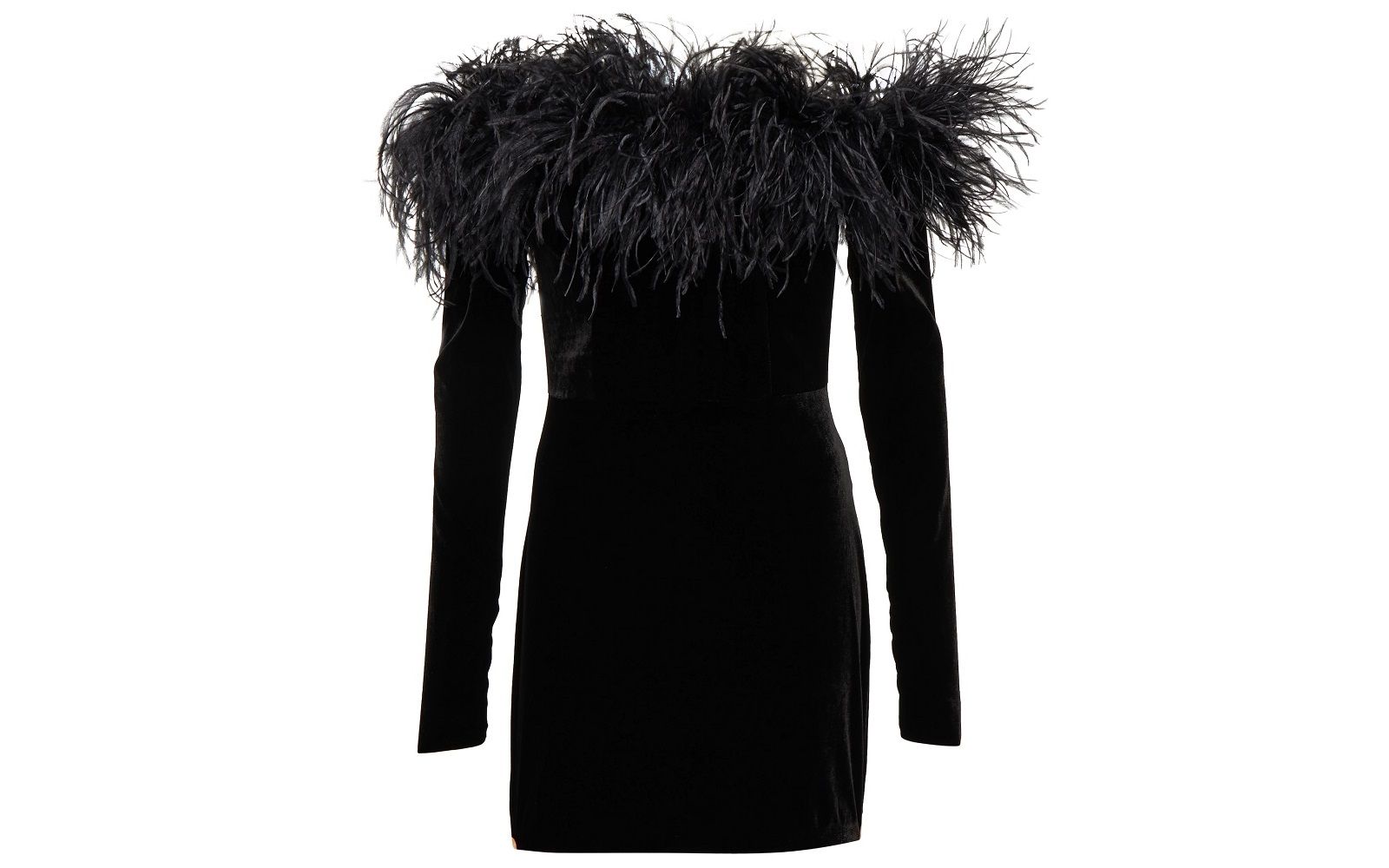 ALESSANDRA RICH Velvet minidress with feathers