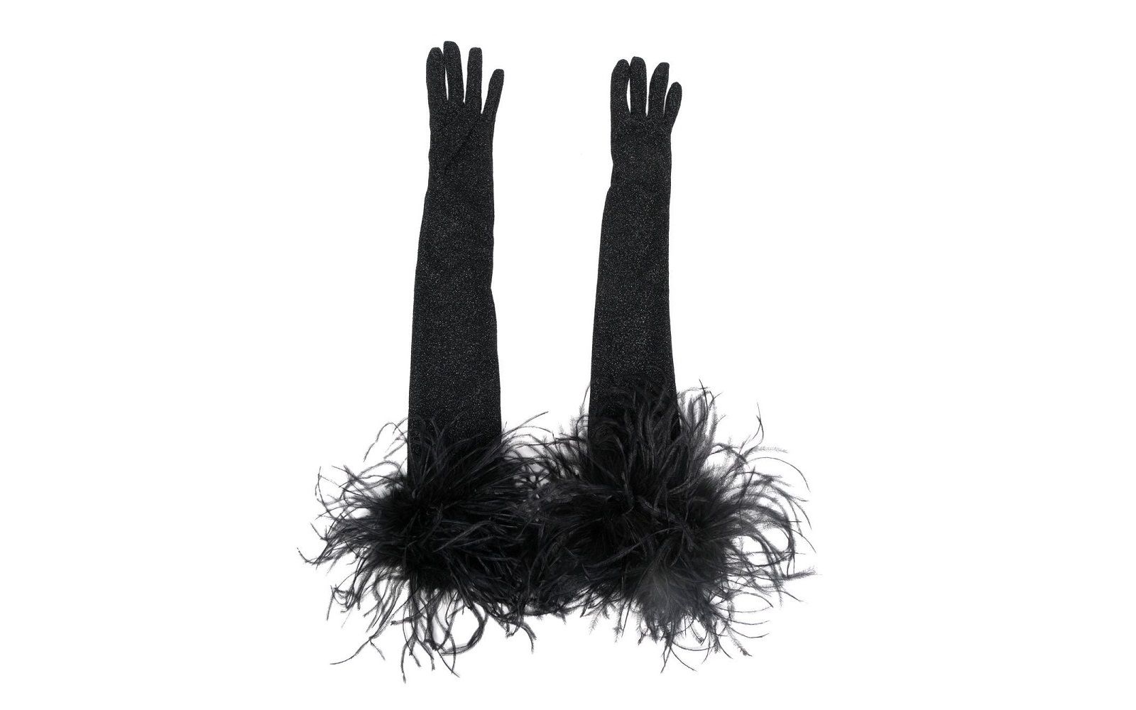 OSÉREE feather-trim metallic gloves