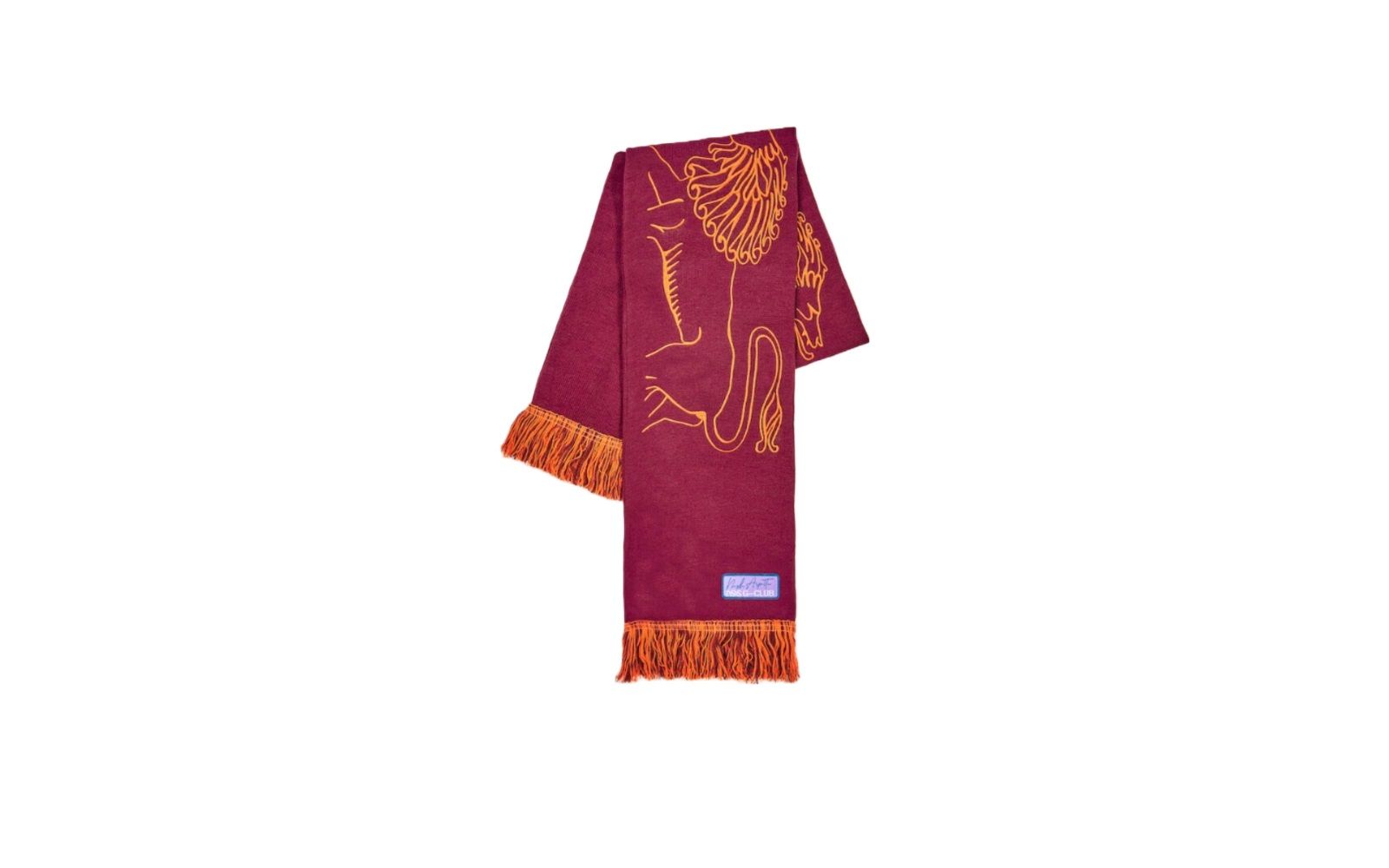 NASH ARPETTA Lion Bordeaux & Royal Gold Embroidered scarf