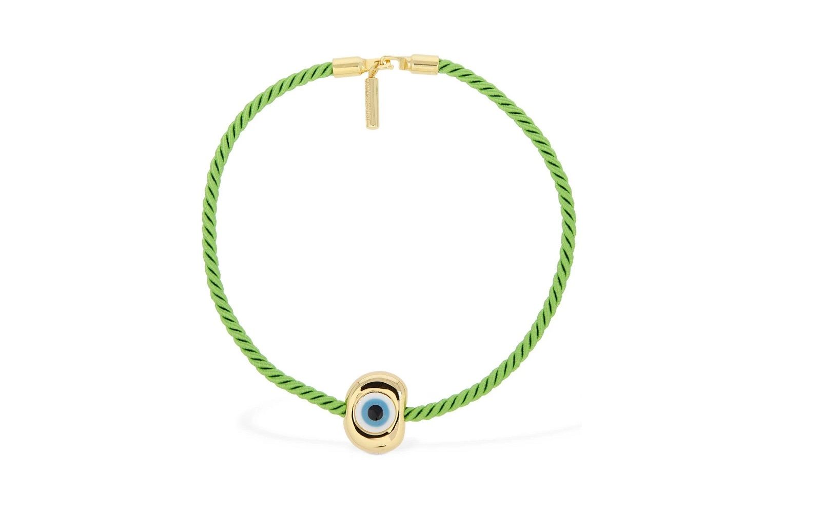 TIMELESS PEARLY Cotton necklace with eye charm