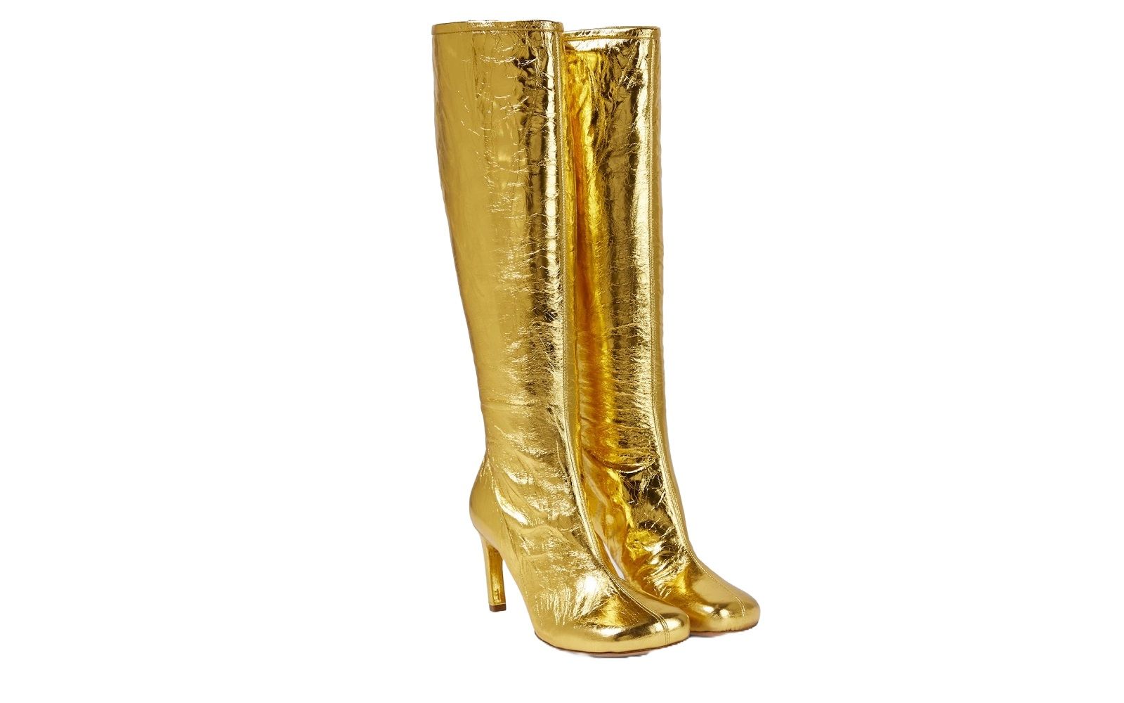 DRIES VAN NOTEN Metallic leather knee-high boots