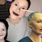 Uncanny Valley make-up, what happens when human and humanoid meet? Artificial intelligence imitates us, and we imitate it back