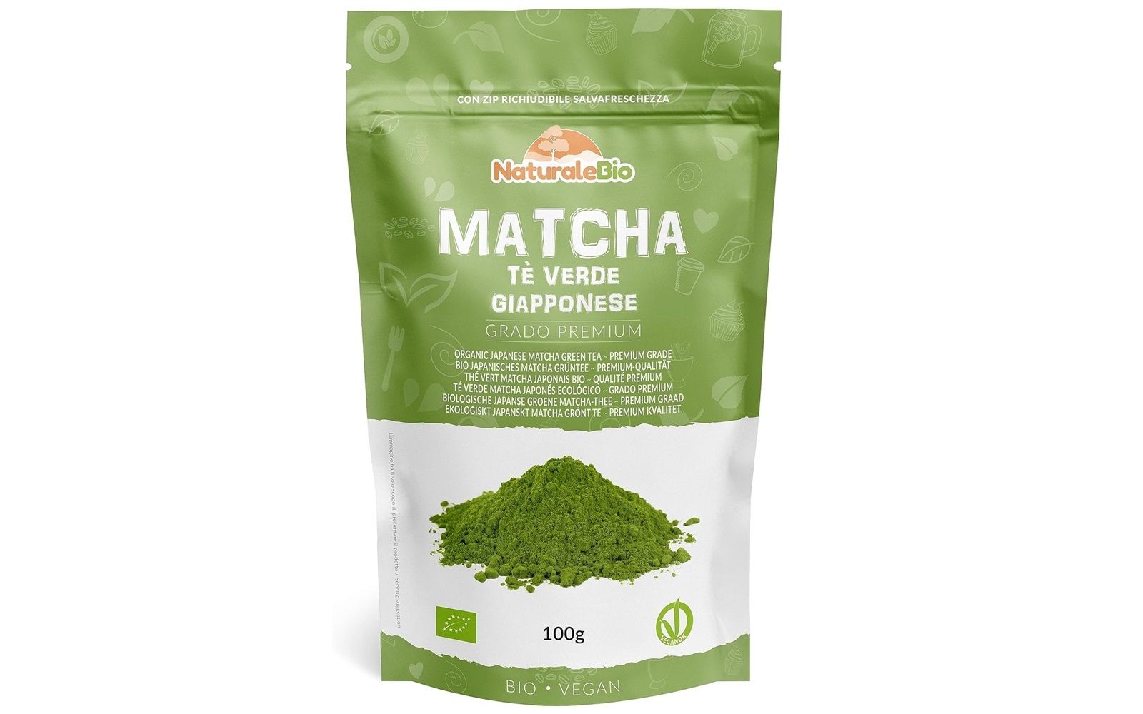 NATURALEBIO Tè Verde Matcha Biologico in Polvere