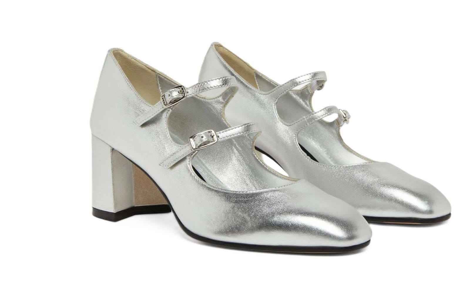CAREL PARIS Alice Silver leather Mary Janes pumps