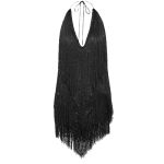 ROTATE - Sequin Fringe Dress Black