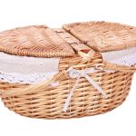 WEDHAPY - Wicker Picnic Basket with Double Handles And Folding Lids