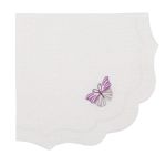 LA GALLINA MATTA - Oval Linen Parenthesis Napkin with Wisteria Butterfly Embroidery