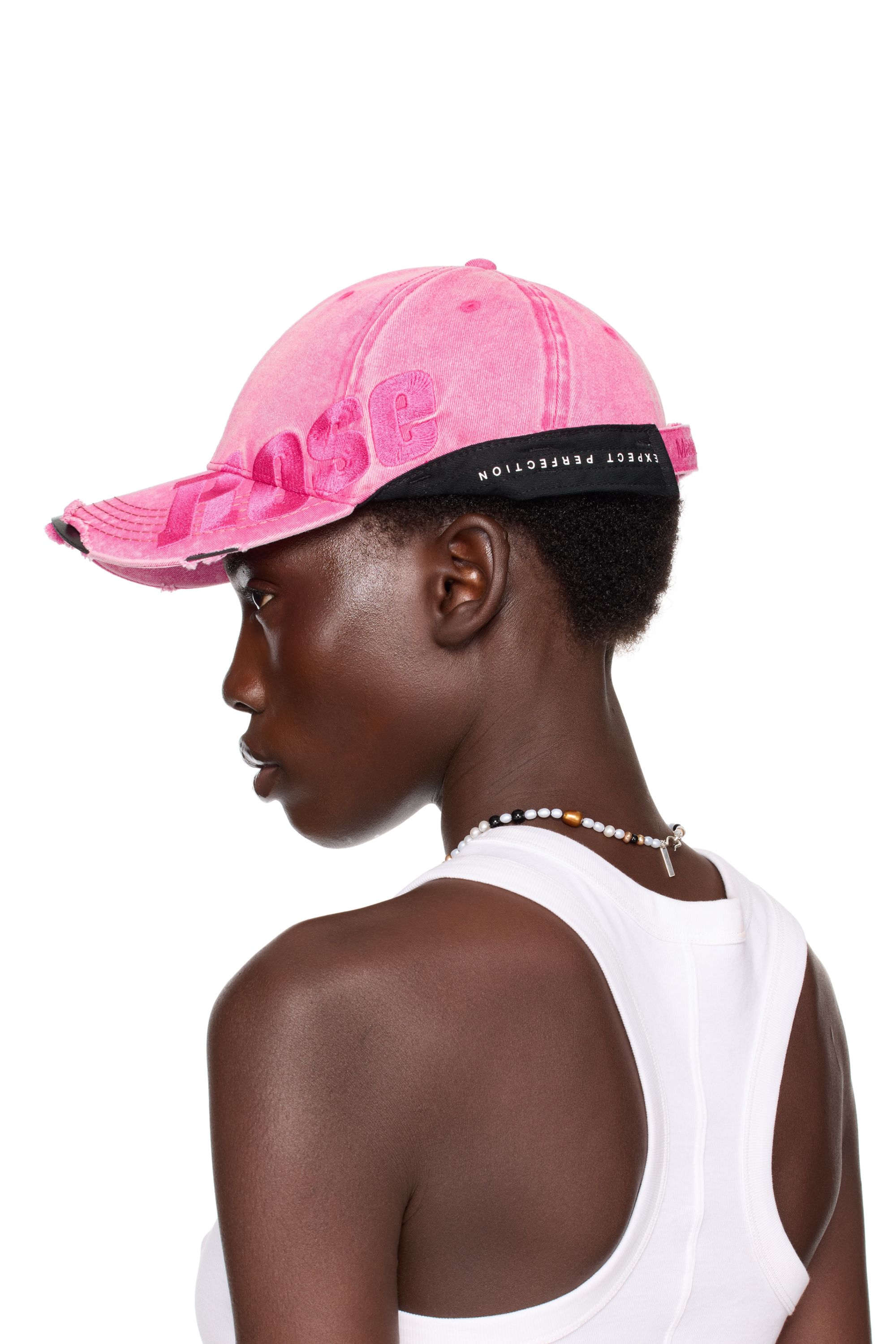 Martine Rose Casquette rose à bord roulé exclusive à SSENSE