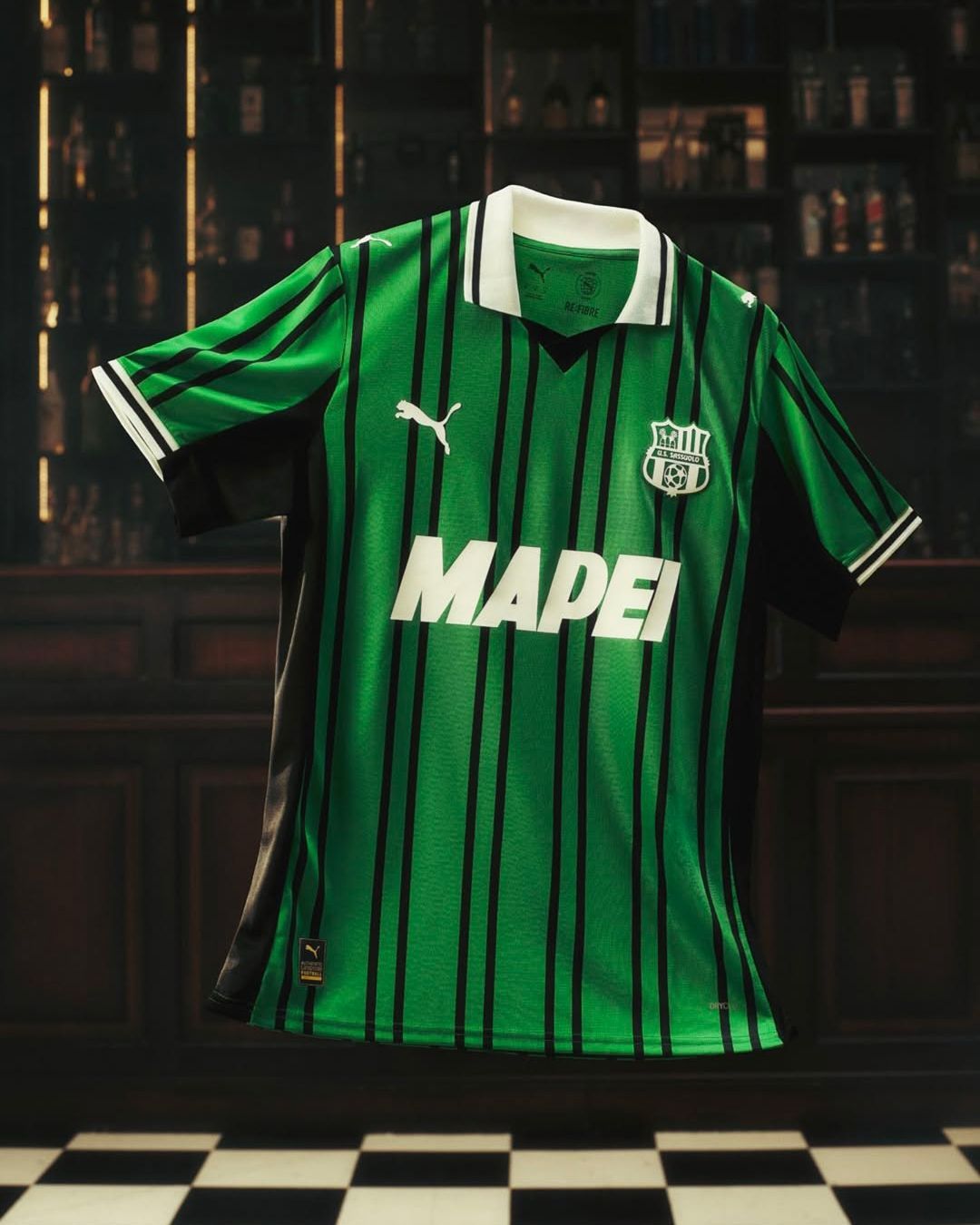 The black and green stripes on Sassuolo&apos;s new Home jersey have changed A new design introduced by PUMA