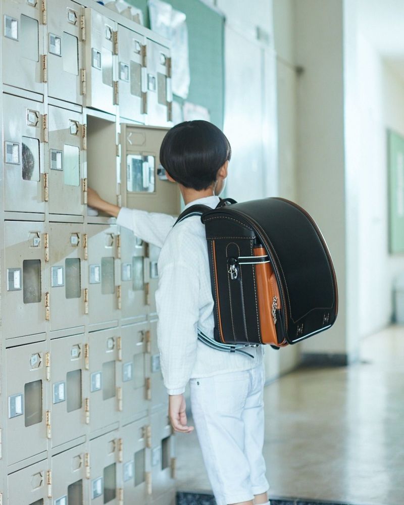 Giapponese Randoseru (Zaino) Scuola Borsa Nera Righe