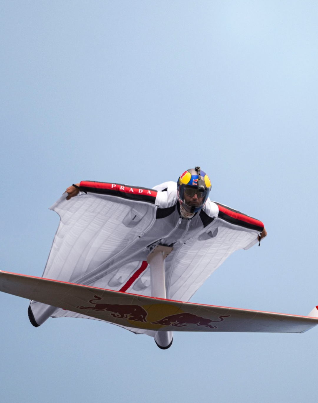 The new adrenaline-fuelled collaboration between Prada Luna Rossa and Red Bull  With a wingsuit for pilot Peter Salzmann
